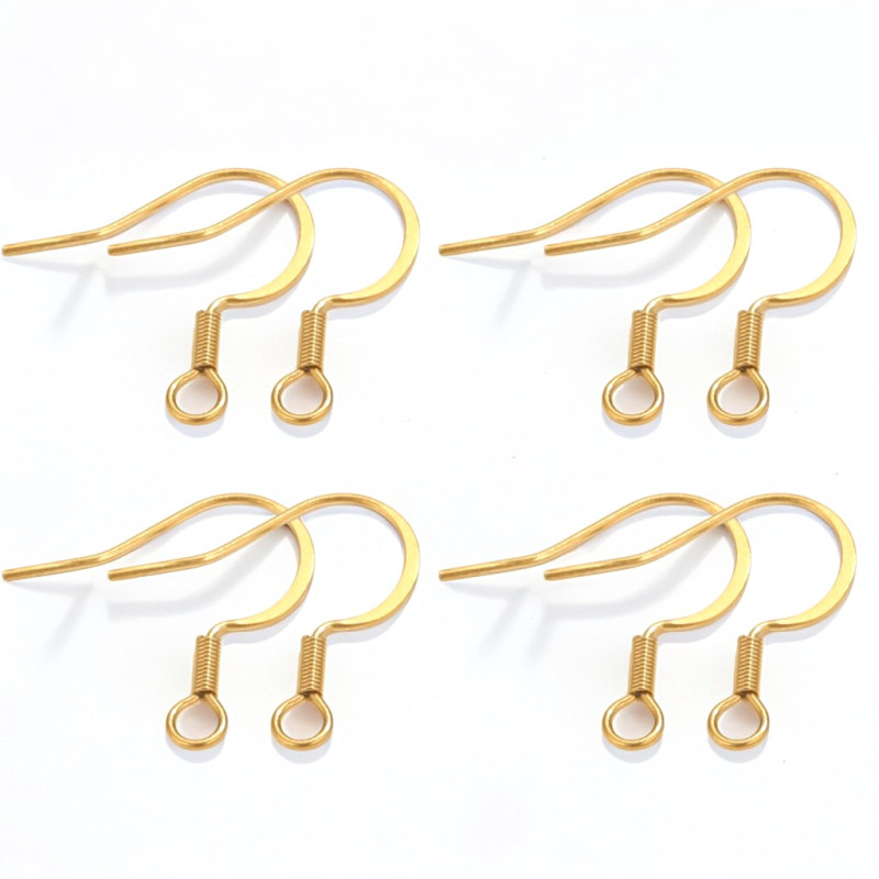 316 Stainless Steel Hypoallergenic Earring Hooks Fish Earwire with Coil and Ball for Jewelry Making （one）