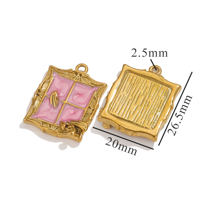 Spring Stainless Steel Enamel Oval Square Pendant DIY Women's Gold Necklace Bracelet Jewelry Making Accessories