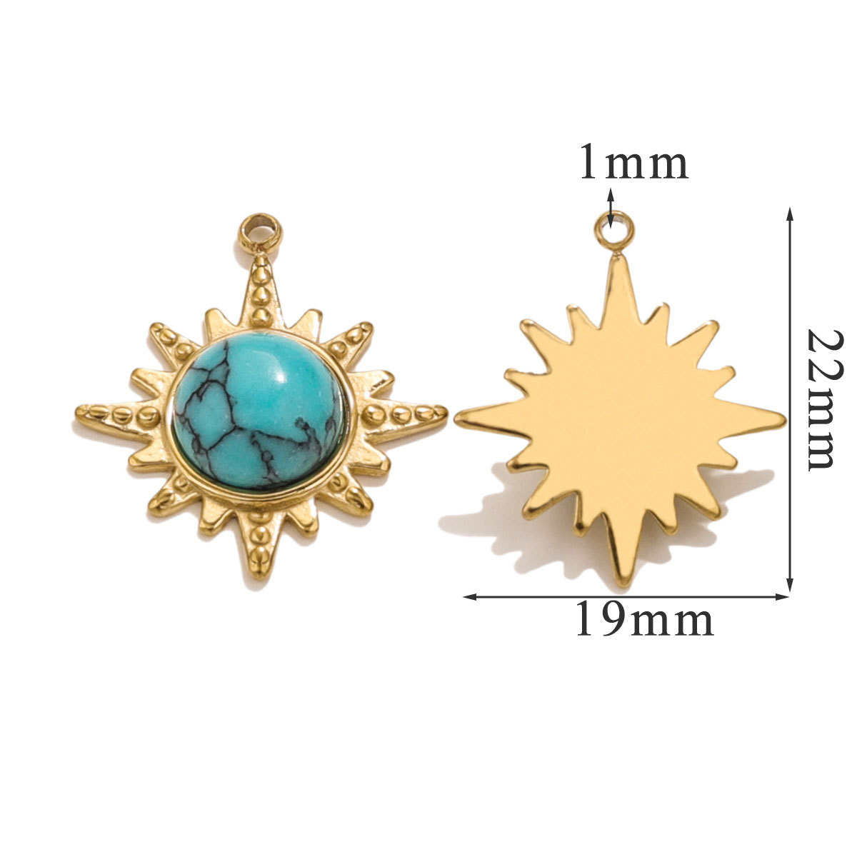 Fashionable Stainless Steel Natural Tiger Eye Stone Classic Octagonal Star Element Titanium Steel Pendant DIY Neckring Earring