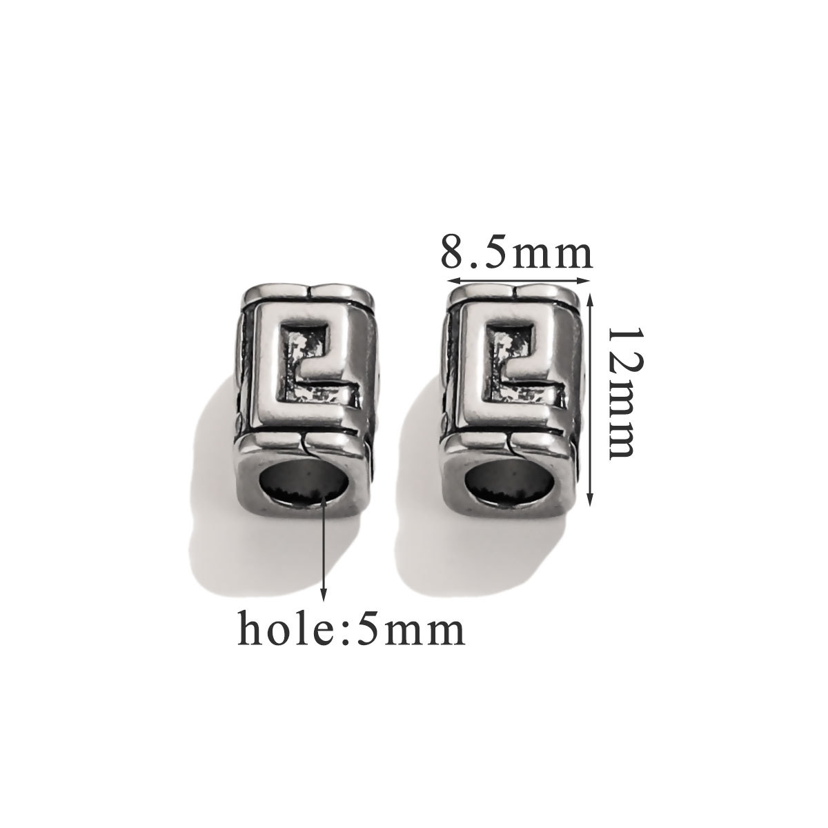 Stainless Steel Vintage Square Tube Flower Bead Spacer Large Holes Beads for Bracelet Jewelry Making Necklace