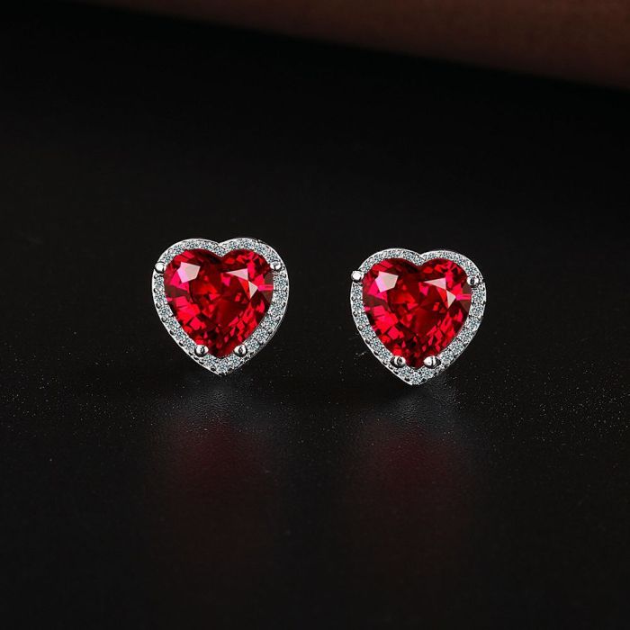 Original Heart Red Gem for Women Fashion Clavicle Chain Wedding Jewelry Party Gift