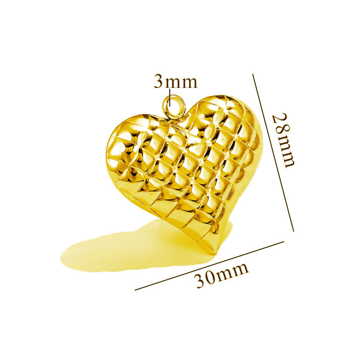 Stainless Steel Pendants Heart Texture 3D Metal Charms 18K Gold Plated for Necklace Jewelry Making Findings