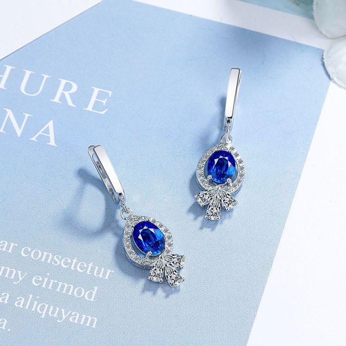 Oval Pear Drop Earrings for Women Fashion Statement Green Gemstone Jewelry