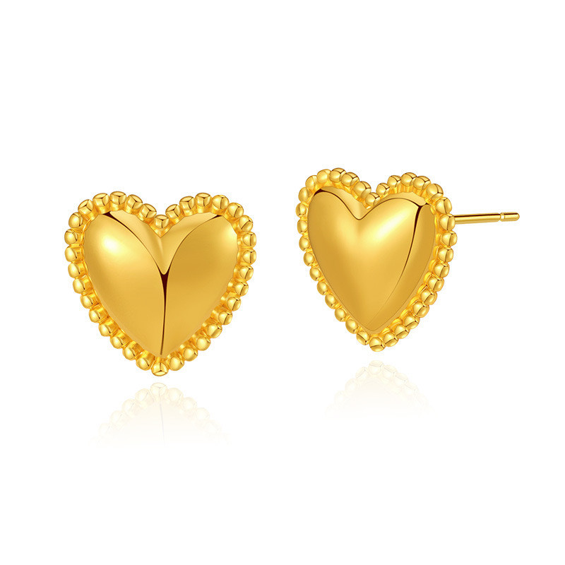 Copper Plated 18K Gold Europe And The United States Unique Personality Hollow Heart Earrings Women Popular Jewelry Birthday Gift