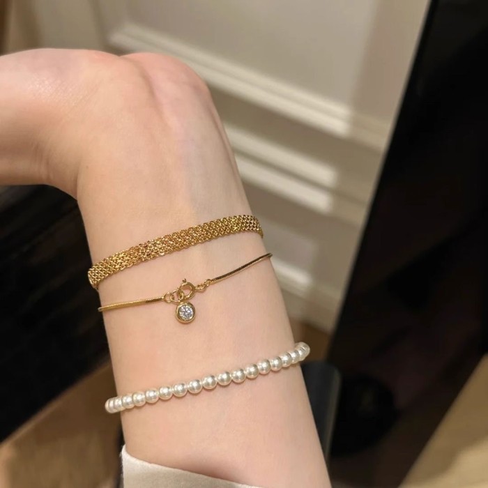 2025 New Wide Chunky Twist Bracelets for Women Gold Color Link Cubic Chain Bangle Gift