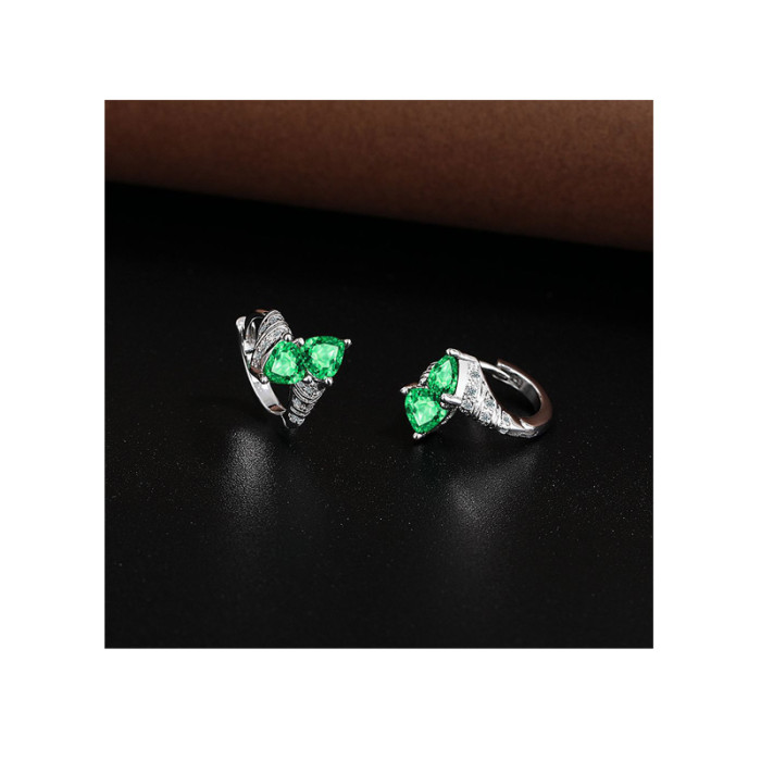Light Luxury Europe and the United States New Red Stone Love Ear Buckle Irregular Personality Temperament Small Lad...