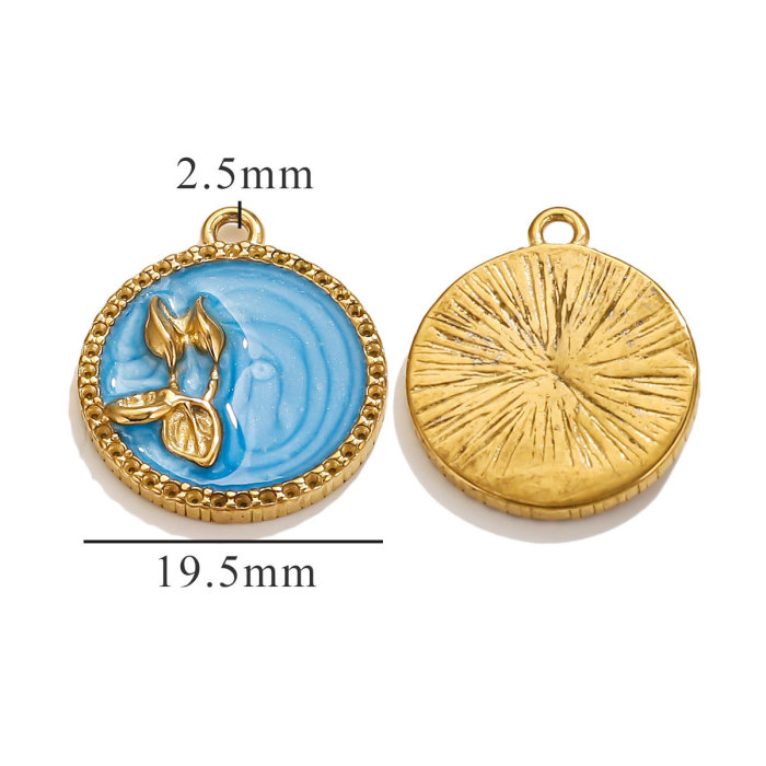 Spring Stainless Steel Enamel Oval Square Pendant DIY Women's Gold Necklace Bracelet Jewelry Making Accessories