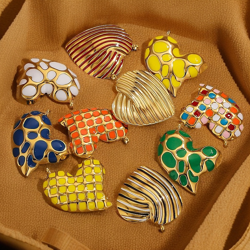 New 18K Gold Plated Stainless Steel Leopard Drip Heart Charms for DIY Pendant Necklace Jewelry Findings Accessories4