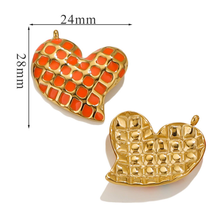 New 18K Gold Plated Stainless Steel Leopard Drip Heart Charms for DIY Pendant Necklace Jewelry Findings Accessories