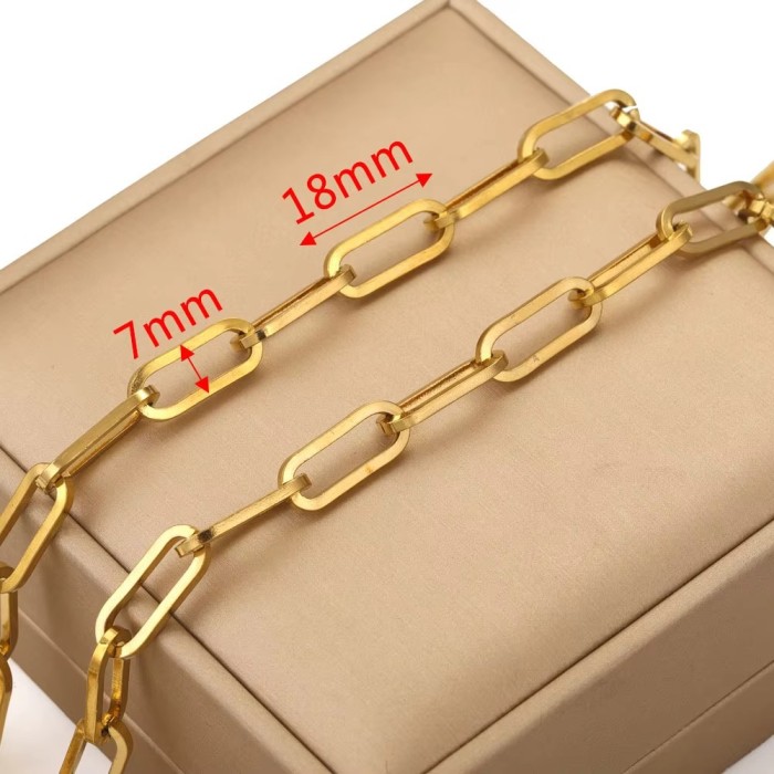 Stainless Steel PVD 18K Gold Plated Link Chain Big Rolo Cable Bulk Chains for Jewelry Making Necklace Bracelet Accessories