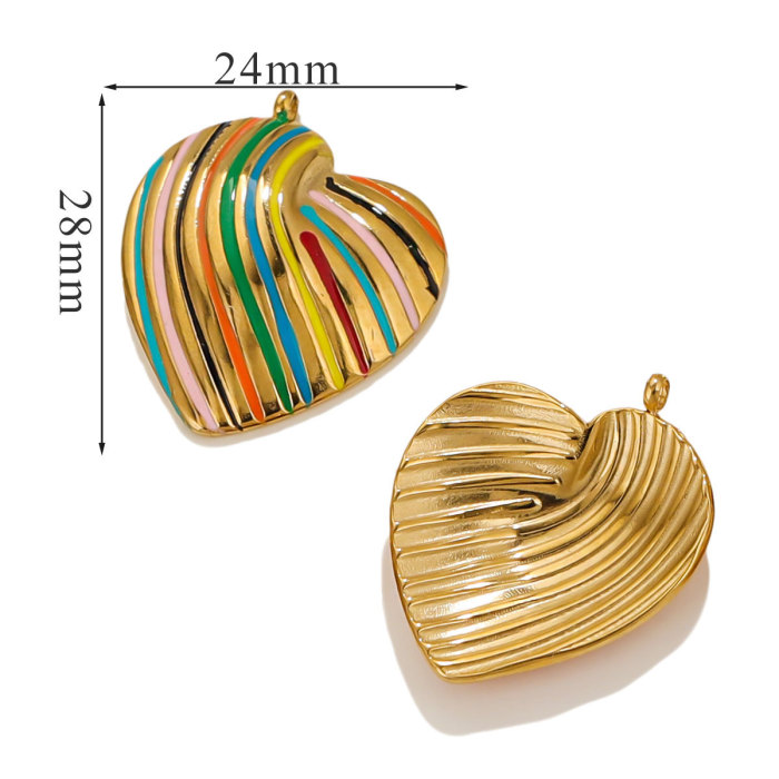 New 18K Gold Plated Stainless Steel Leopard Drip Heart Charms for DIY Pendant Necklace Jewelry Findings Accessories