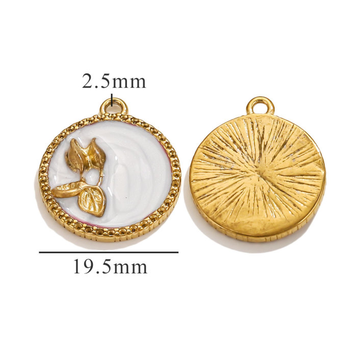 Spring Stainless Steel Enamel Oval Square Pendant DIY Women's Gold Necklace Bracelet Jewelry Making Accessories