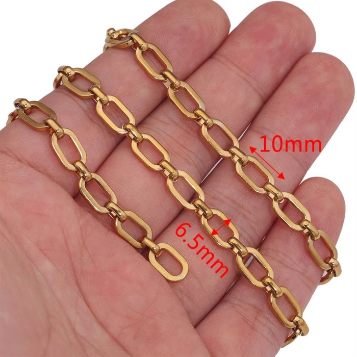 Stainless Steel PVD 18K Gold Plated Link Chain Big Rolo Cable Bulk Chains for Jewelry Making Necklace Bracelet Accessories