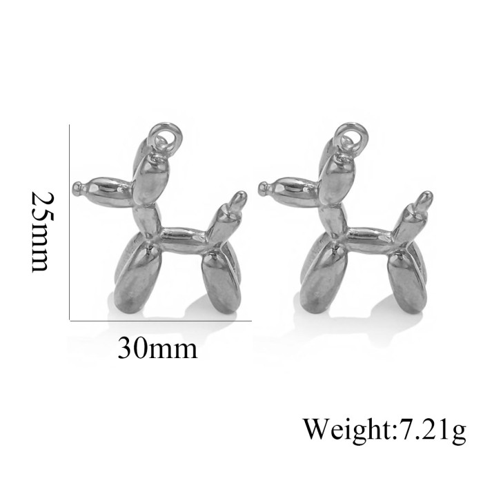 Stainless Steel Puppy Pendant Cute Three-dimensional Balloon Dachshund for DIY Necklace Bracelet Jewelry