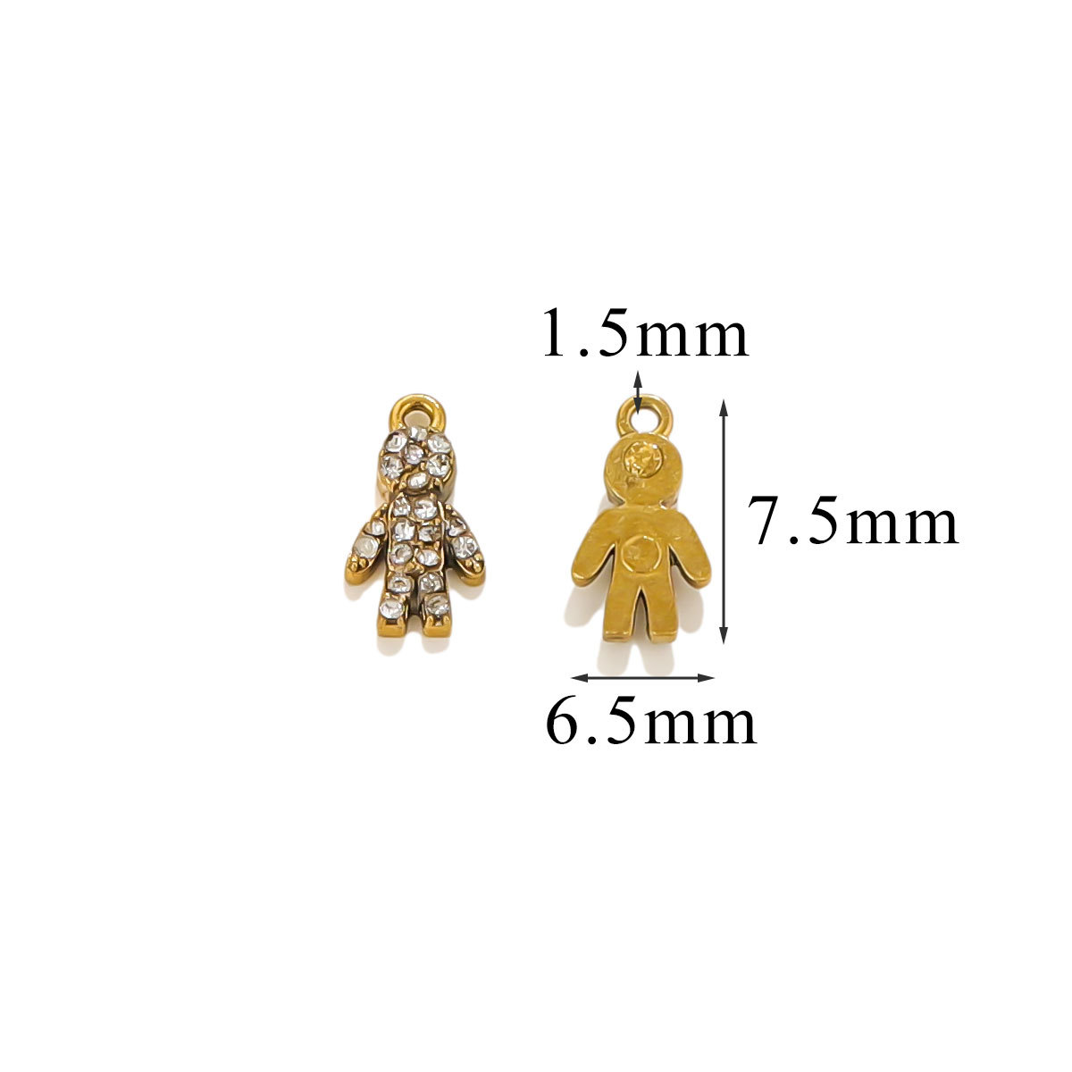 Stainless Steel Full Diamond Charms Vintage Turtle Bow Gold Plated DIY Necklace Earrings Jewelry Making Materials Wholesale