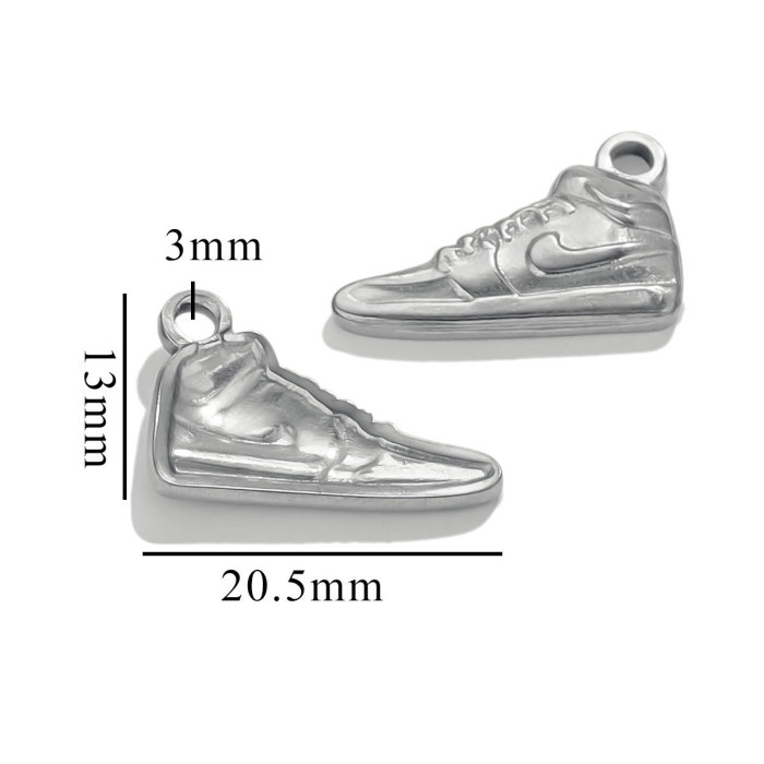 18K Charm Stainless Steel Sneaker High Heel Pendant DIY Men's and Women's Gold Necklace Earring Connector Wholesale