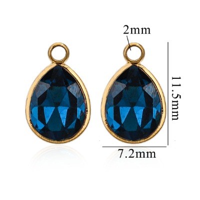 Heart Waterdrop Shape Crystal Charms Stainless Steel Geometry Multicolor Rhinestone Pendants for Handmade Jewelry Making
