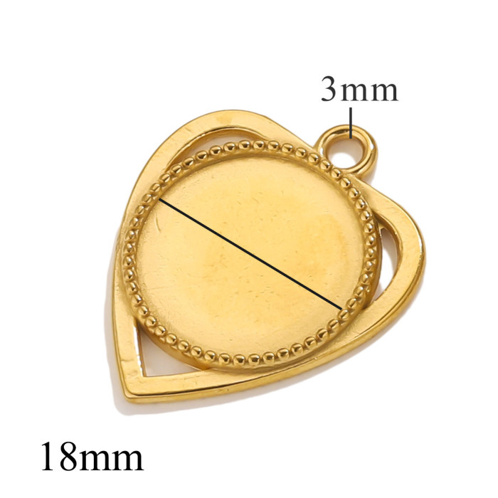 Gold Love Heart Stainless Steel Round Pendant Charm Simple DIY Earring Necklace Jewelry Accessories Manufacturing Sup...