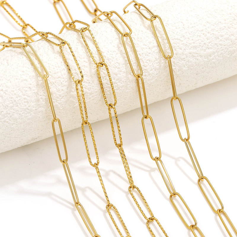 Stainless Steel Embossing Oval Rolo Cable Chains for DIY Women Jewelry Findings Necklace Making Men Bracelets Components