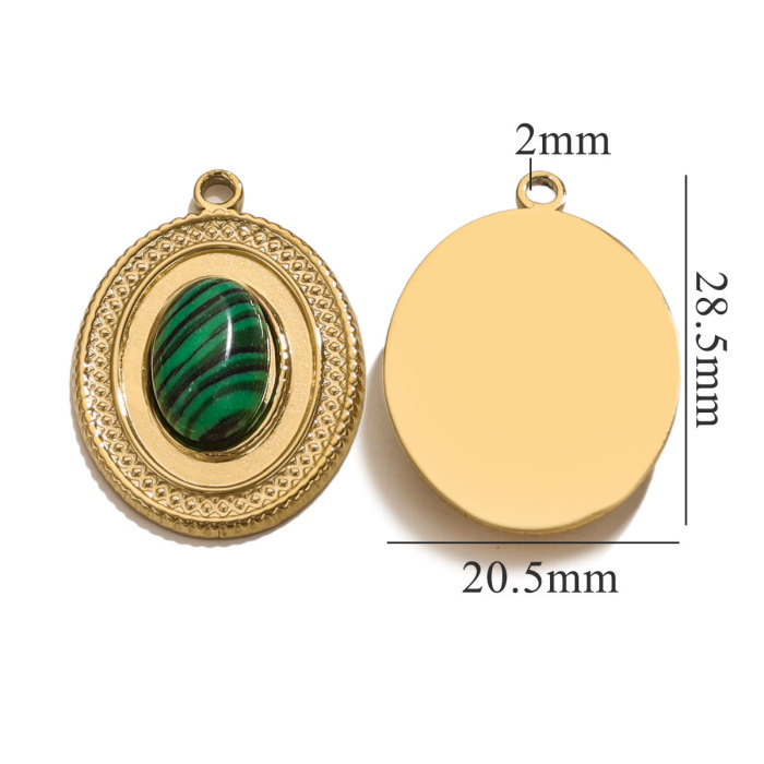 Antique Waterdrop Natural Stone Stainless Steel Diy Charms Women Geometric Necklace Pendant Black Agate Jewelry