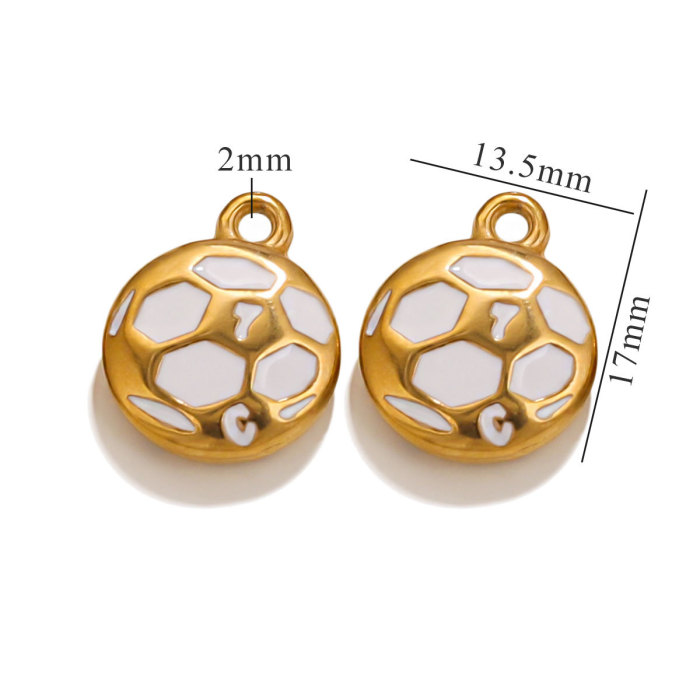 Enamel Round Ball Soccer Charm Sports Pendant Fit Bracelet Necklaces DIY Handmade Jewelry Finding Stainless Steel Accessory