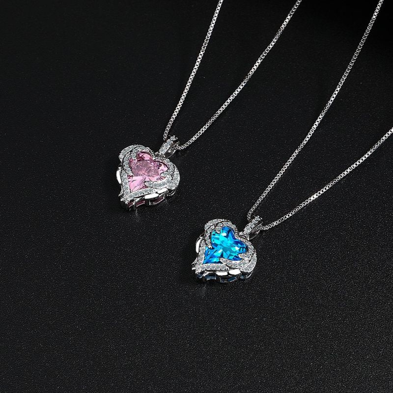 Trendy Heart Cubic Zirconia Necklaces For Women Crystal Necklace Party Everyday Jewelry