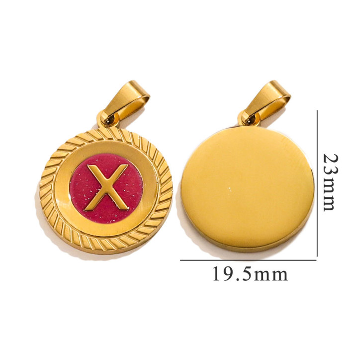 A-Z Stainless Steel Enamel Colorful Pendant Hang Letters Fit DIY Bracelet Pet Collar Necklace Jewelry Making