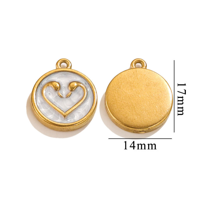 Stainless Steel Charms Gold Color Round Heart Multicolor Enamel Pendant DIY Necklace for Women Jewelry Findings