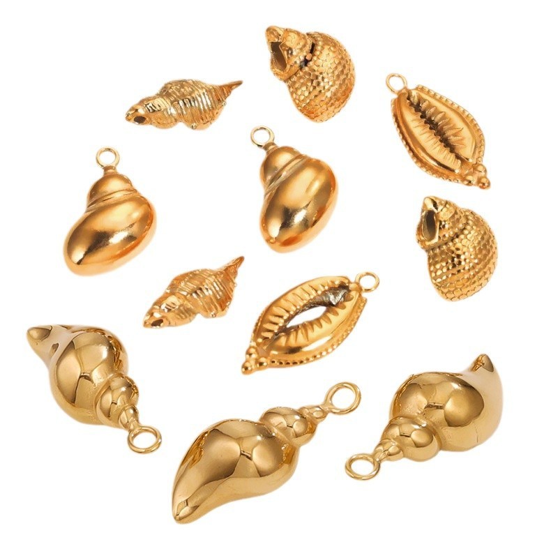 Stainless Steel Beach 3D Conch Shells Charms Pendant Connectors for DIY Necklace Earrings Jewelry Making Supplies Wholesale