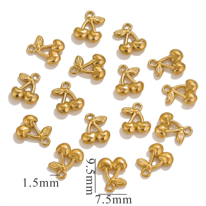 Mini Stainless Steel Charms 3D Geometric Shell Cherry Rabbit Gold Color Pendants DIY Women Jewelry Making Necklace Findings