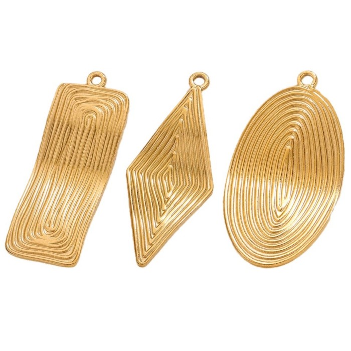 Stainless Steel Gold Plated PVD Rhombus Oval Charm Connector for DIY Necklace Jewelry Making Supplies Accessories Wholesale