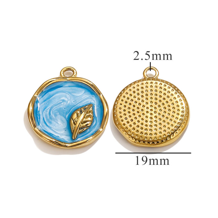 Spring Stainless Steel Enamel Oval Square Pendant DIY Women's Gold Necklace Bracelet Jewelry Making Accessories