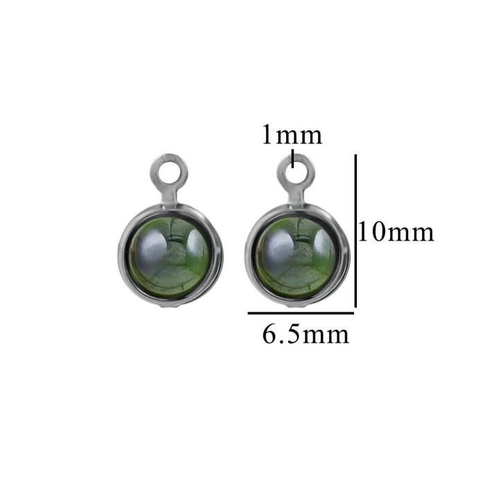 Stainless Steel Pink Quartz Round Shape Pendant Charms for DIY Handmade Earrings Necklace Bracelet Jewelry Making Supplies