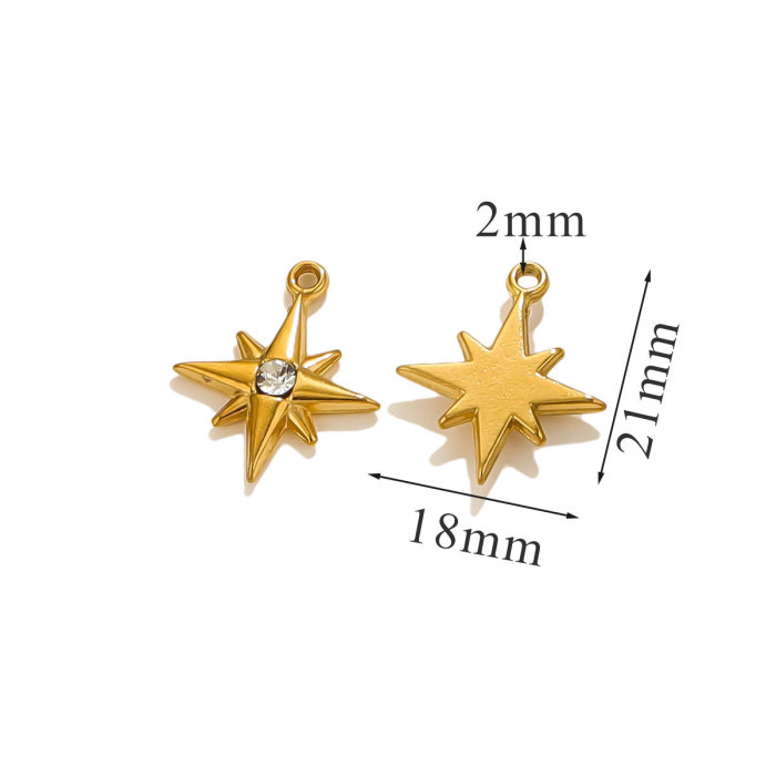 Stainless Steel Full Diamond Charms Vintage Turtle Bow Gold Plated DIY Necklace Earrings Jewelry Making Materials Wholesale