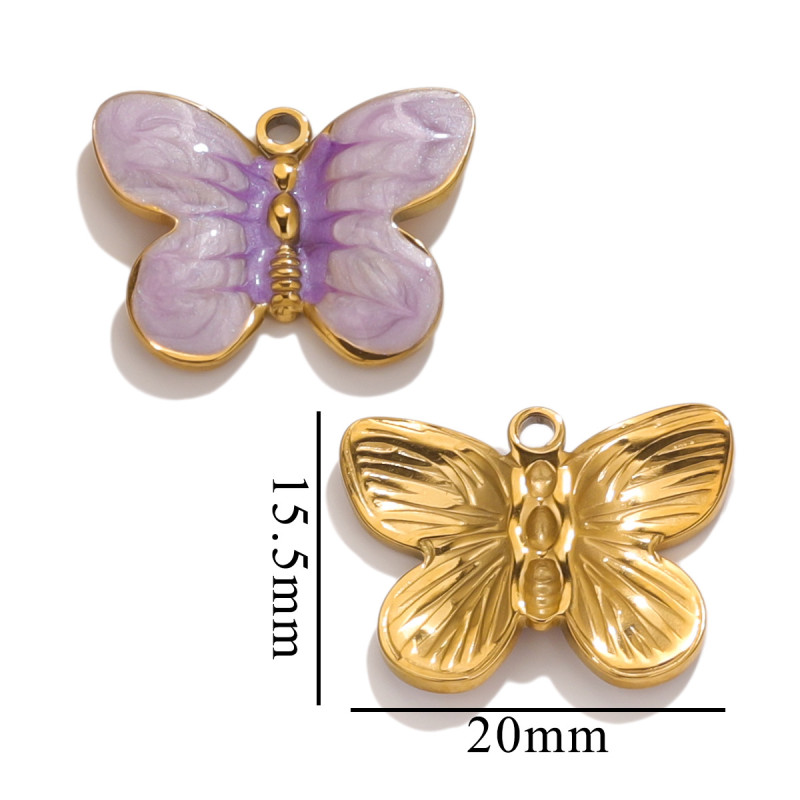 Colorful Enamel Butterfly Charms Pendant for DIY Stainless Steel Necklace Earrings Jewelry Making Accessories Supplies