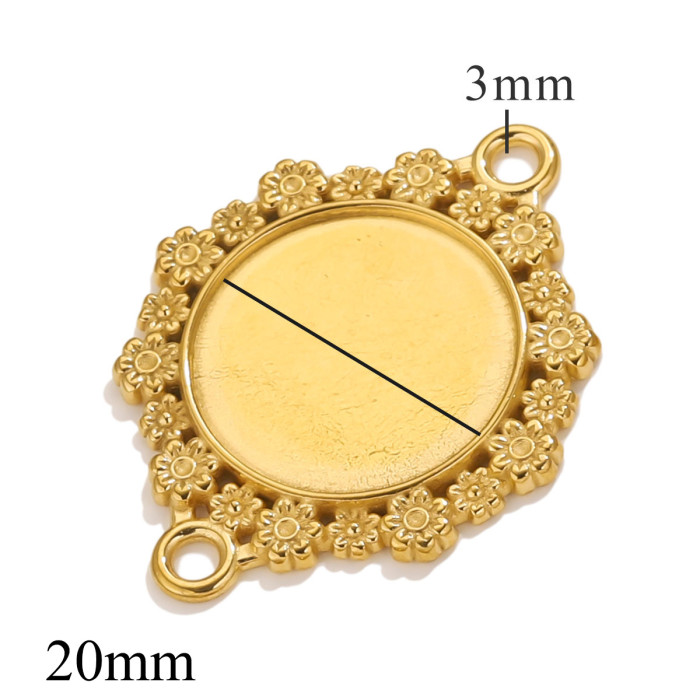 Gold Love Heart Stainless Steel Round Pendant Charm Simple DIY Earring Necklace Jewelry Accessories Manufacturing Supplies