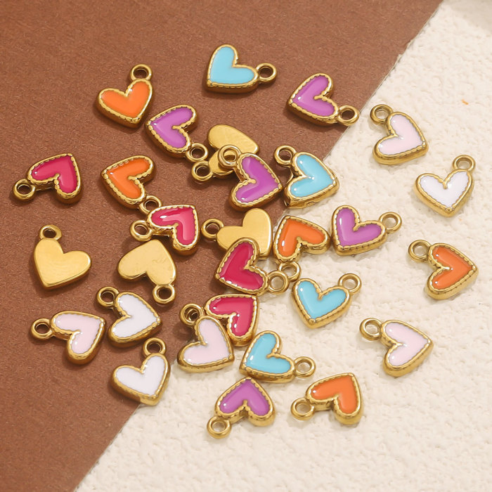 Colourful Mini Love Heart Charms Enamel Alloy Pendant for Earrings Bracelet Handmade DIY Jewelry Making Accessories