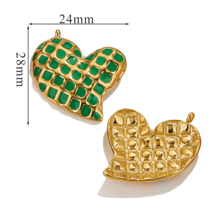 New 18K Gold Plated Stainless Steel Leopard Drip Heart Charms for DIY Pendant Necklace Jewelry Findings Accessories