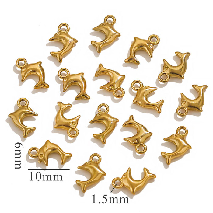 Mini Stainless Steel Charms 3D Geometric Shell Cherry Rabbit Gold Color Pendants DIY Women Jewelry Making Necklace Findings