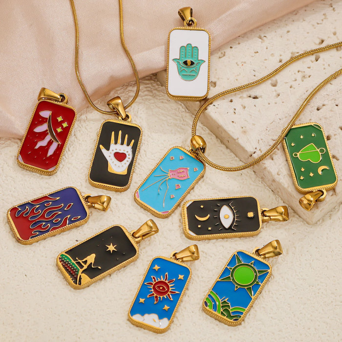Stainless Steel Tarot Tags Star Moon Pendant DIY Jewelry Fashion Charm Orb Manufacturing Accessories Wholesale