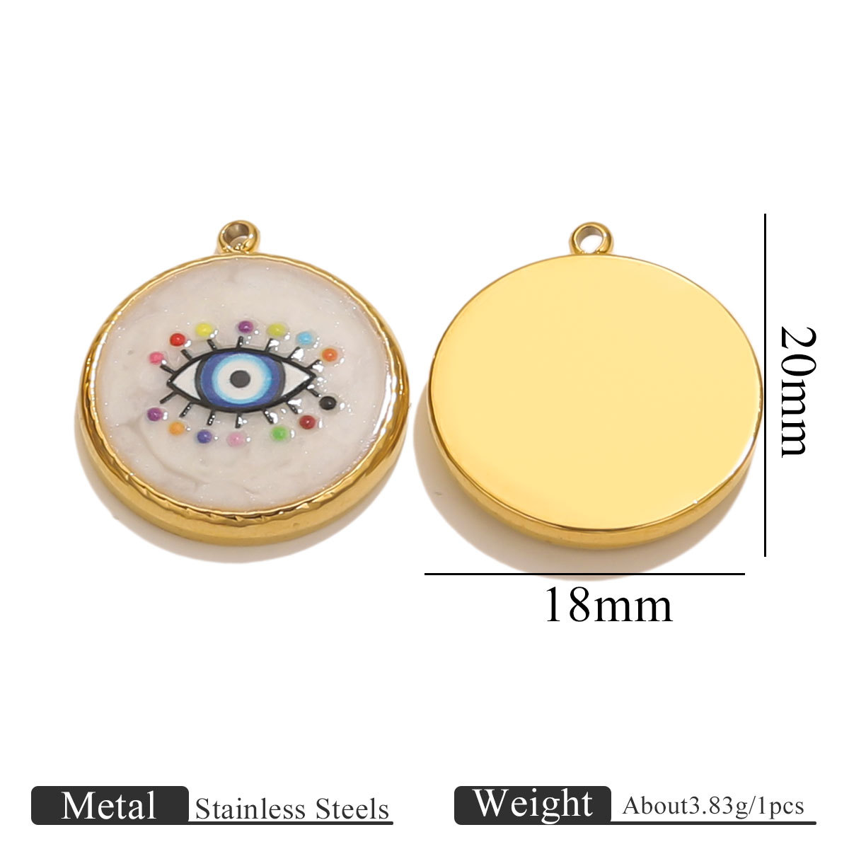 Stainless Steel Connector Blue Enamel Evil Eye Amulet for Jewelry Earpiece Making DIY Women Lucky Accessories Wholesale