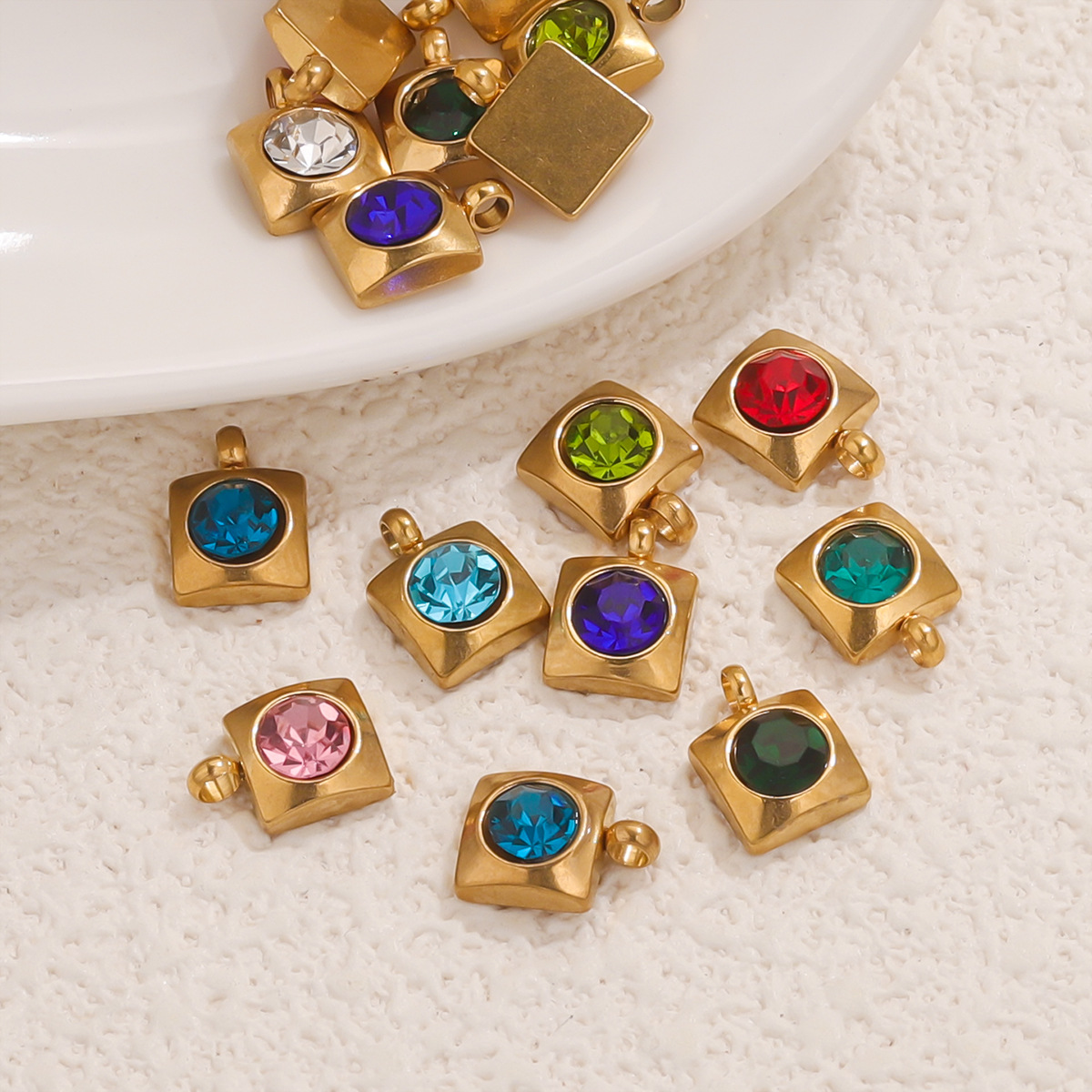 Stainless Steel Rhinestones Small Charms For Jewelry Making DIY Gold Charm Pendants Earrings Bracelet Making Supplies Bulk