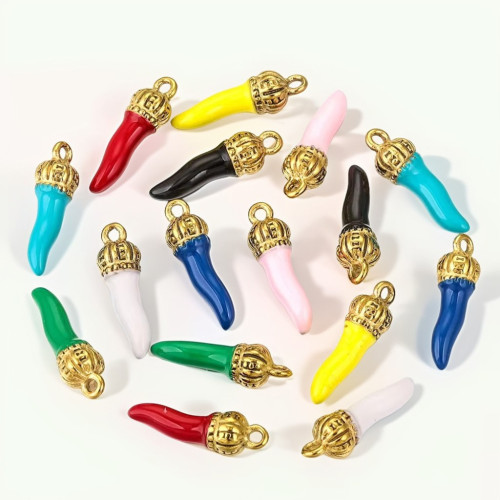 Stainless Steel Gold Plated Pepper Charm Enamel Cute Pendant DIY Earrings Necklace Jewelry Making Accessories Wholesale