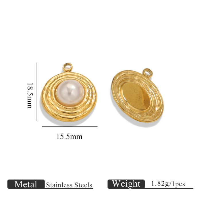 Stainless Steel Heart Sun Charms Imitation Pearl Pendants for DIY Delicate Necklace Accessories Jewelry Making Wholesale