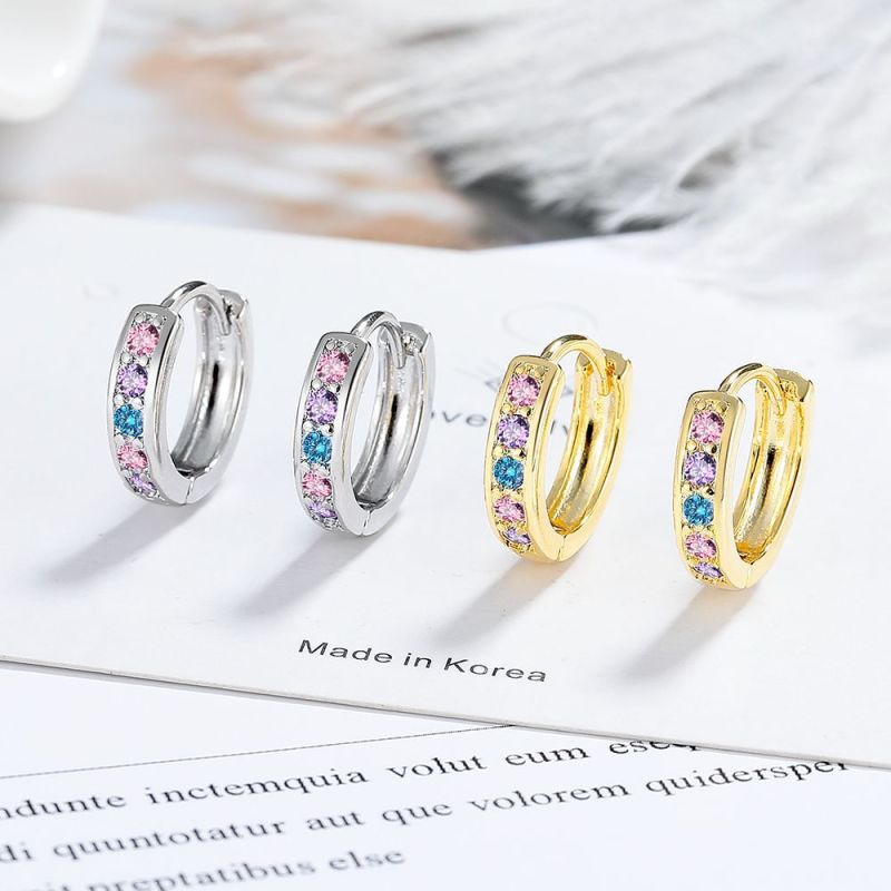 Luxury Colorful Crystal Zircon Earring Hoop Earrings for Women Wedding Fashion Jewelry Gift