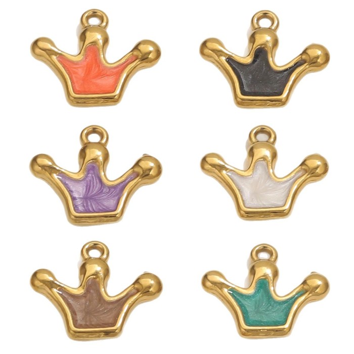 Enamel Small Crown Charms Pendant Stainless Steel DIY Jewelry Making Accessories Findings for Bracelet Earrings
