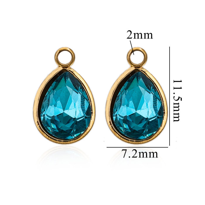 Heart Waterdrop Shape Crystal Charms Stainless Steel Geometry Multicolor Rhinestone Pendants for Handmade Jewelry Making