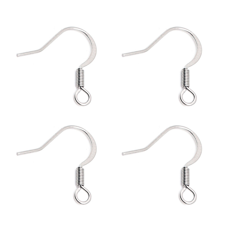 316 Stainless Steel Hypoallergenic Earring Hooks Fish Earwire with Coil and Ball for Jewelry Making