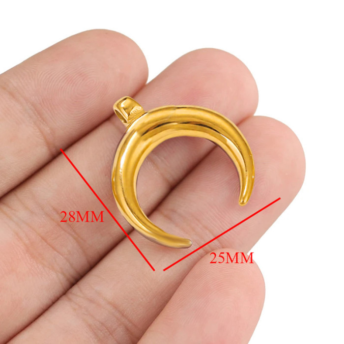 Moon Charms for Jewelry Making Supplies 18K Real Gold Plated Stainless Steel Charm in Bulk Women Pendant, Necklaces