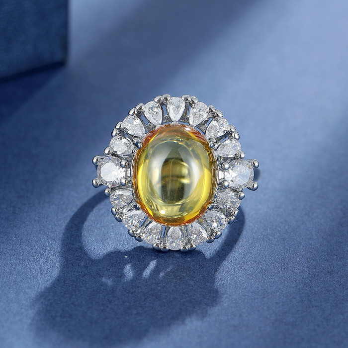 Luxury Natural Yellow Sapphire Rings for Women Jewelry Gem Stones Jewelry Gift